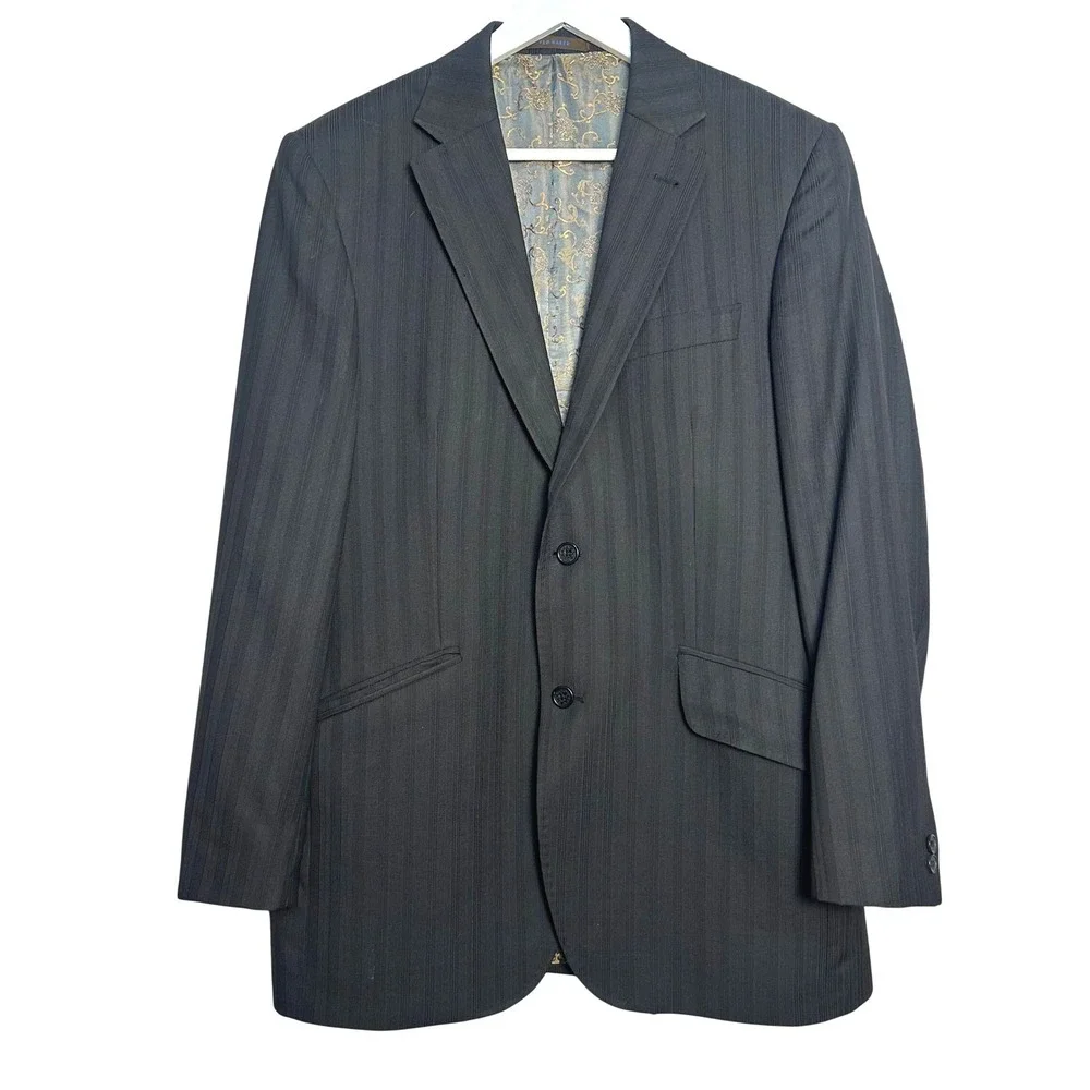 Ted Baker Endurance Mens Blazer Black Pinstripe Two Button Suit Jacket 40R